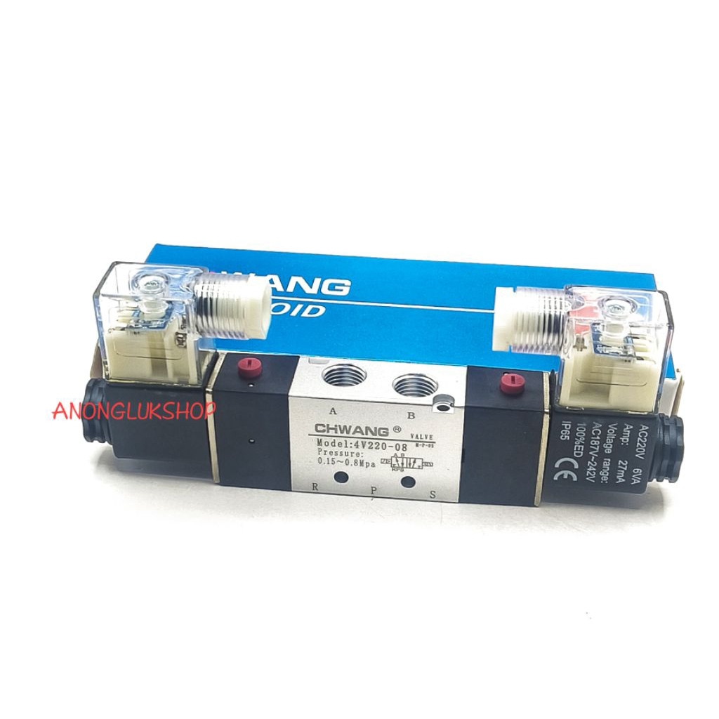 1ตัว 👉👉 โซลินอยล์วาว์ล  4V220-08  220VAC  โซลินอยล์แบบคอยส์ 2ด้าน (แบบคอยส์คู่) Model. 4V220-08
