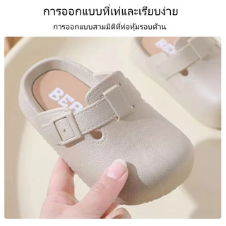 รองเท้าผ้าใบเด็กสีพื้นเรียบแฟชั่นสำหรับใส่กลางแจ้ง รองเท้าแตะลำลองสำหรับเด็กฤดูร้อน พื้นนุ่ม