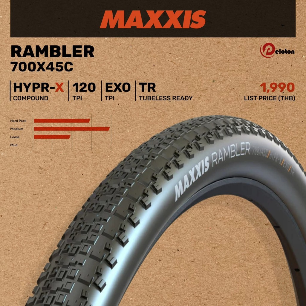 Maxxis ยาง Gravel รุ่น RAMBLER ขนาด 700X45C  M2018RU FT TLR DKFWL 5167