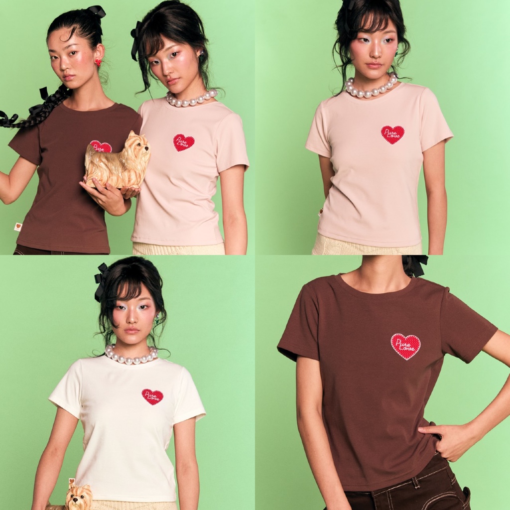 [Ready to ship] CHUUCHOP - (S-2XL) Hoshi shirt เสื้อยืดแขนสั้น ปักหัวใจที่อก (C8495)