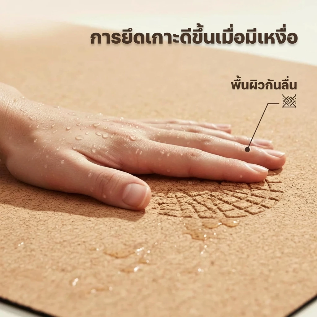 เสื่อโยคะไม้ก๊อก แผ่นโยคะธรรมชาติสำหรับการออกกำลังกายและโยคะร้อน thumbnail 9