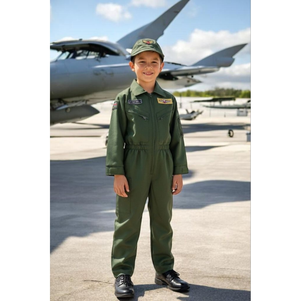 ชุดหมีนักบิน ชุดนักบินเด็ก ชุดนักบินกริพเพน Gripen F16ชุดอาชีพเด็ก ชุดทหาร ชุดทหารเด็ก ชุดในเครื่องแบบ ชุดอาชีพในฝัน
