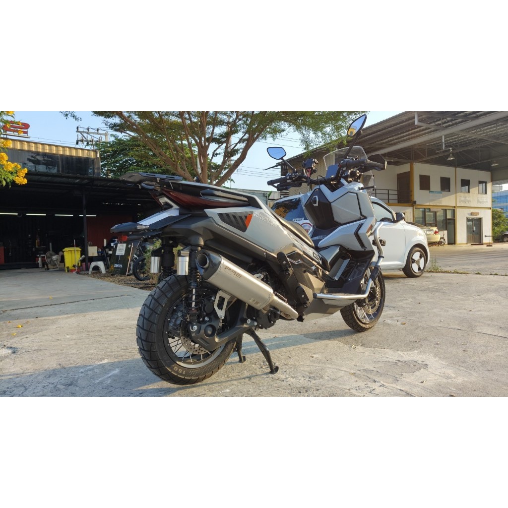 PR2 ชุดฟลูท่อใส่รถ ZONTES368 G,K,D   ปลายท่อทรง AK R2 สีไทเทเนี่ยม คอสแตนเลสบอมสวม 2 นิ้ว