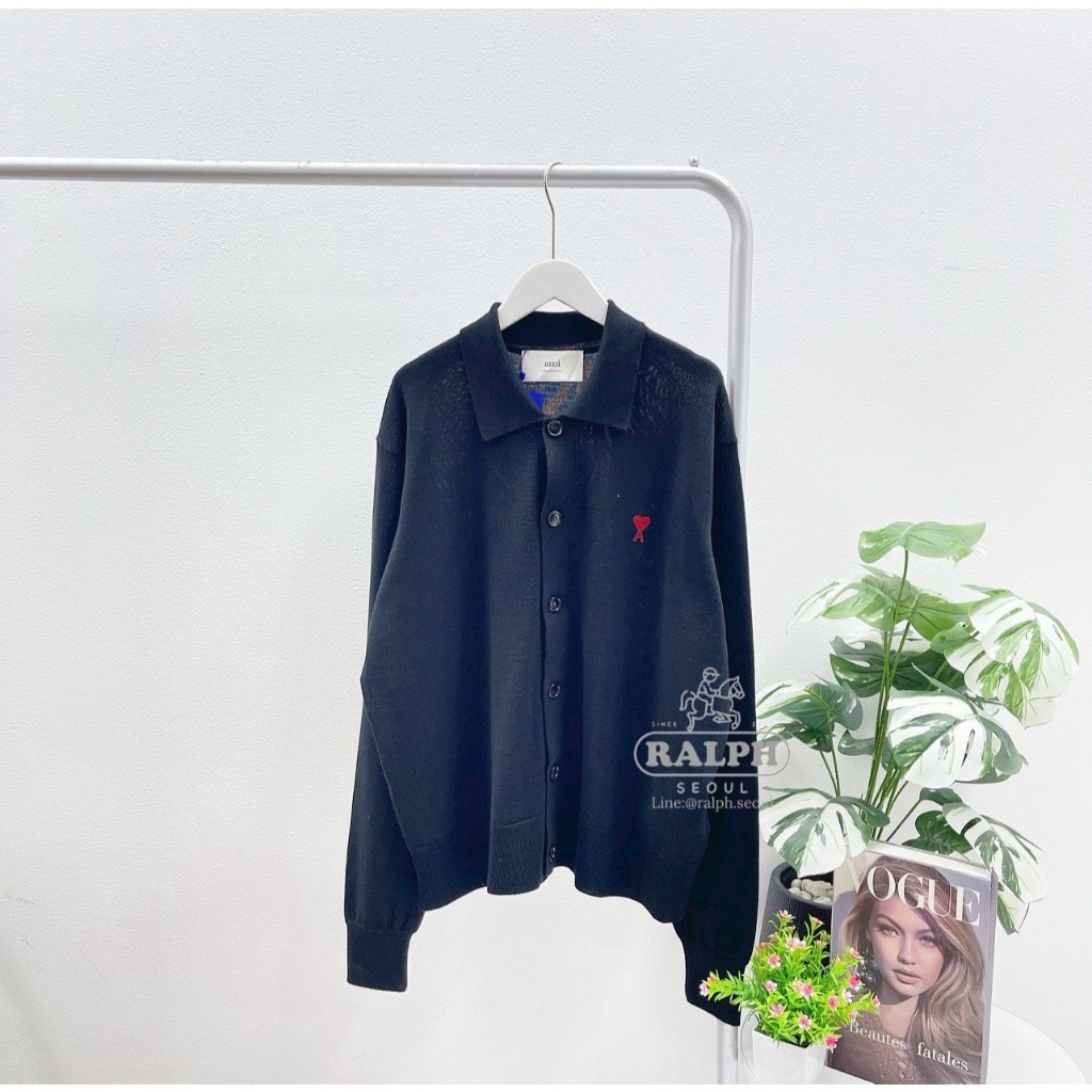 Ami Paris Polo Cardigan Black