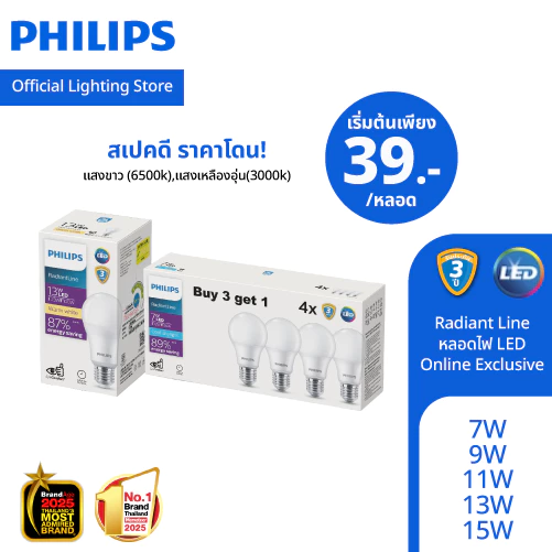 [OnlineExclusive] Philips Lighting หลอดไฟLED รุ่นRadiantLine