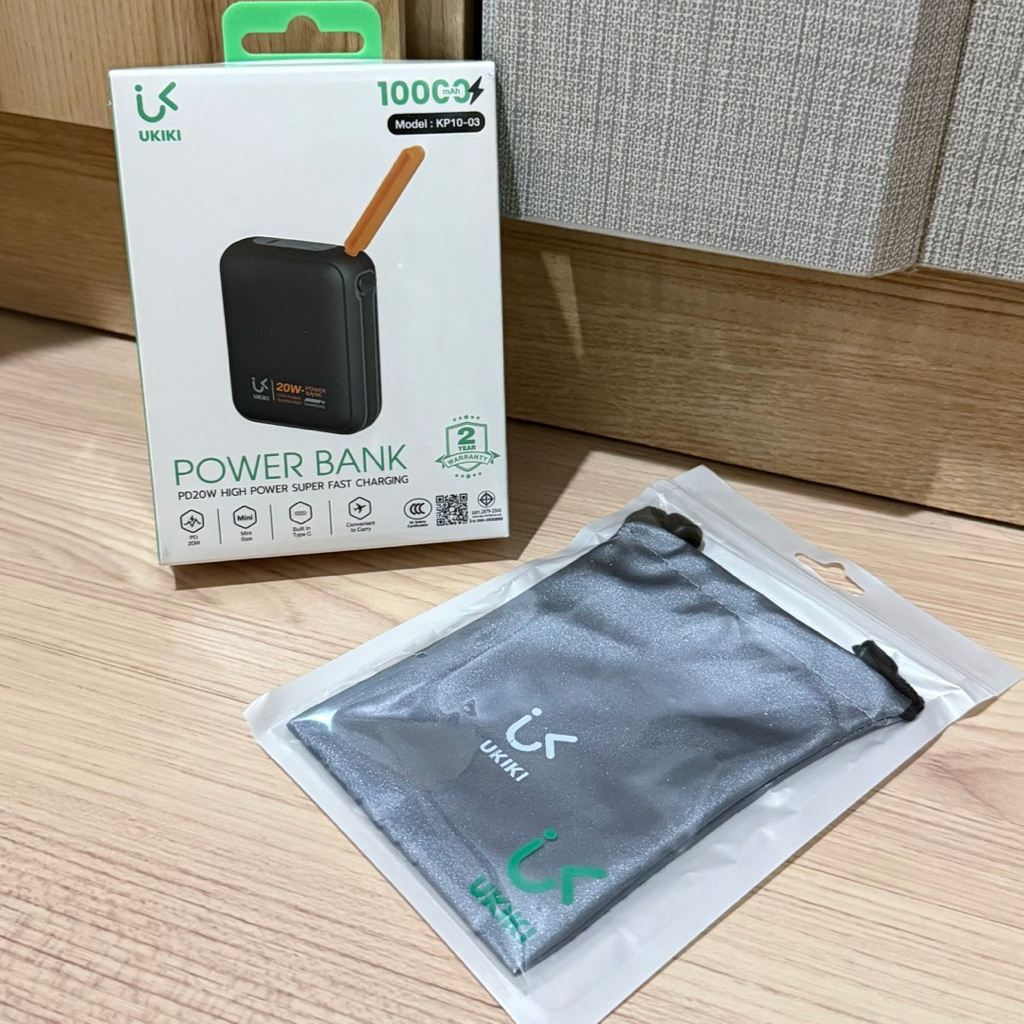 (พร้อมส่ง) ของใหม่ไม่แกะซีล UKIKI CCC&มอก. Powerbank สีดำ KP10-03 10,000mAh ชาร์จเร็ว PD22.5W สายTyp