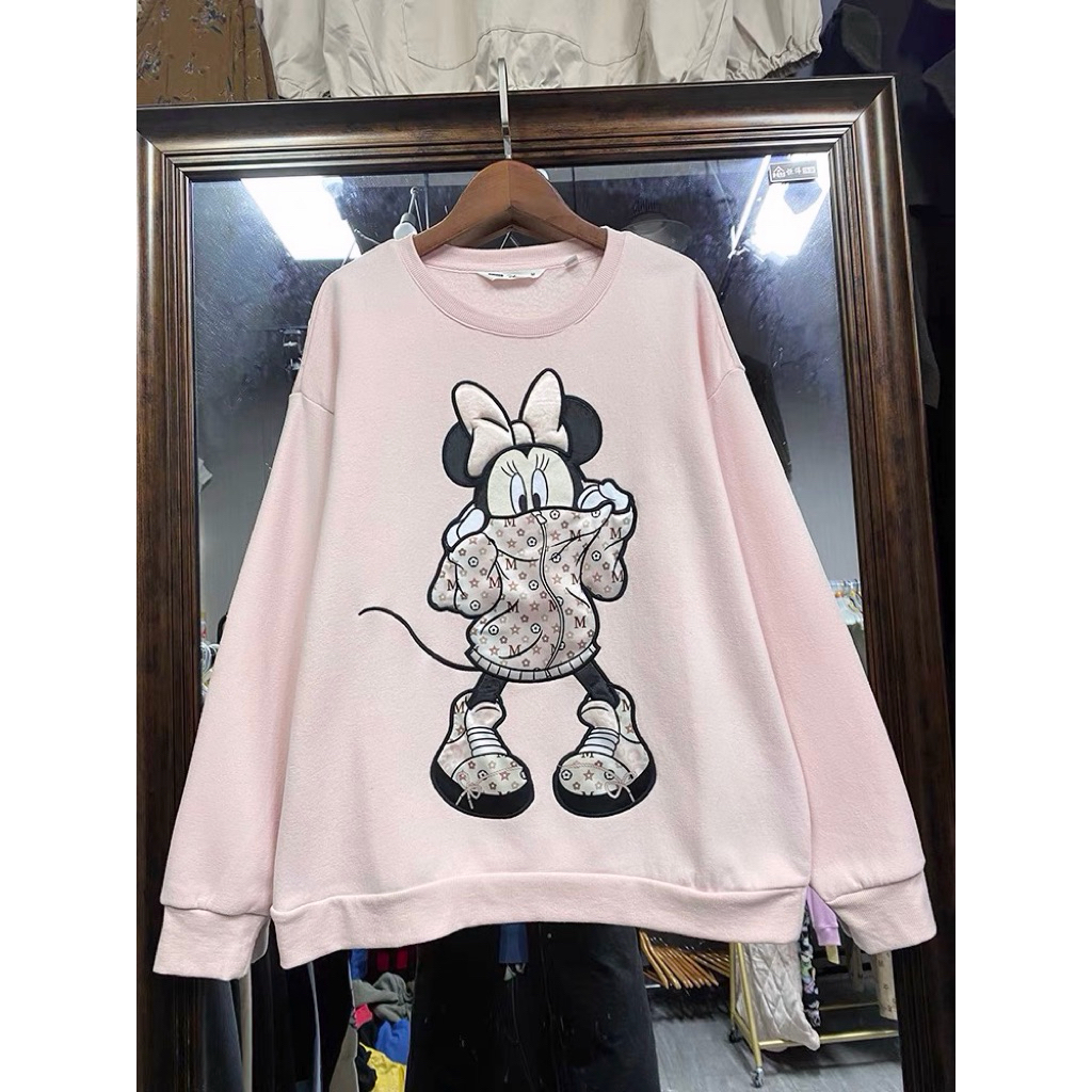 Minnie pink Sweatshirt ลายมินนี่  (TS526）🌸 Mickey & Minnie mouse  sweatshirt 🌸งาน✨DISNEY✨ แท้ 💯% Lv 