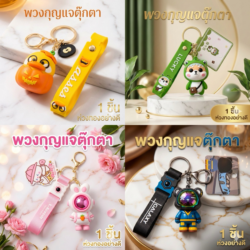 พวงกุญแจตัวการ์ตูน พวงทองแบบอย่างดี แข็งแรง ทนทาน