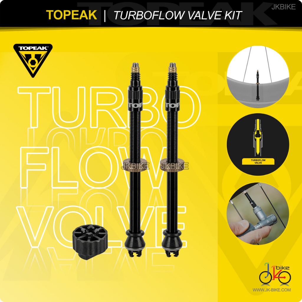 NEW! ชุดวาล์วสำหรับยางจักรยานจุ๊บเลส TOPEAK TURBOFLOW VALVE KIT FOR TUBELESS TIRES 80mm