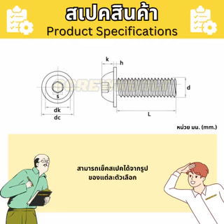 น็อต สกรู หัวจมกลม ติดแหวน ติดจาน สแตนเลส 304 ชุบดำ เกลียวมิล หยาบ M5 M6 M8 M10
