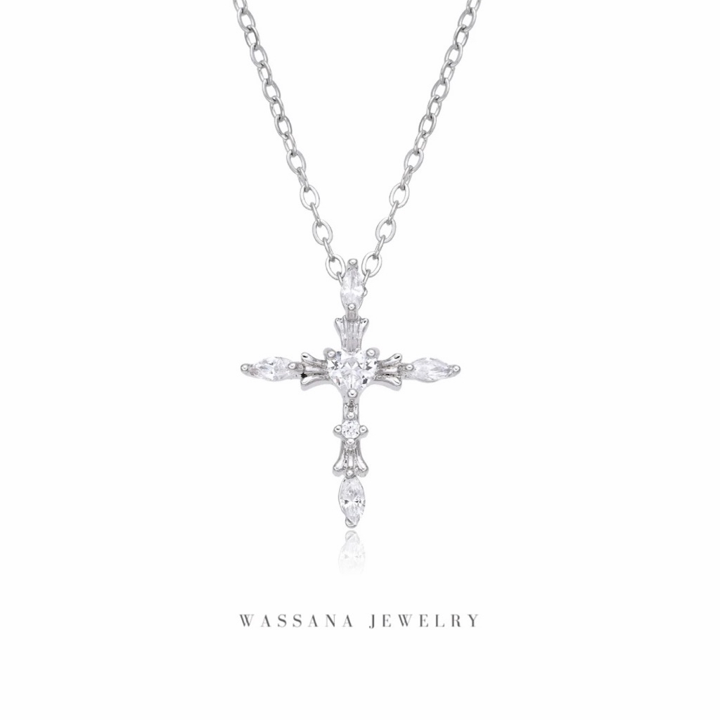 wassana.jewelry สร้อยจี้รุ่นไม้กางเขน Cross of love ปรับความยาวได้ 16-18 นิ้ว