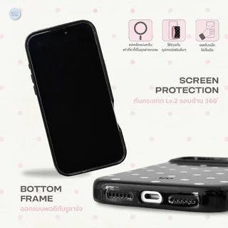 Black Polkadot (เคส Hagen Case *แบบแม่เหล็ก*) เคส Whale Indeed - วัสดุหนังแก้วเกรด Premium จับถนัดมือ แม่เหล็กแรง