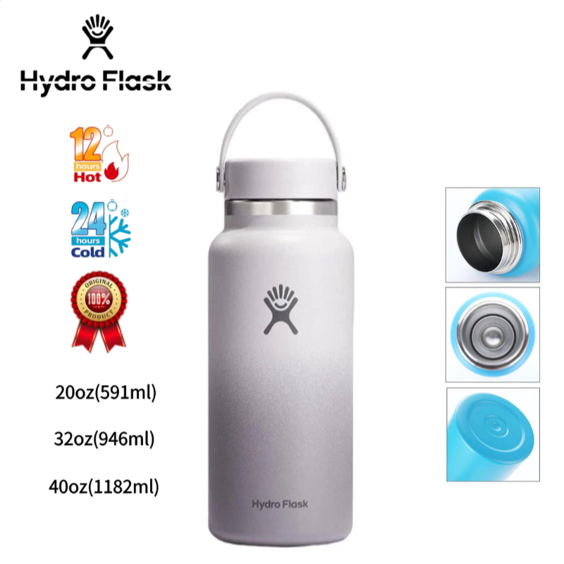 แก้วน้ําสูญญากาศ แก้วเก็บความเย็นเเละร้อน HYDRO FLASK - 20OZ 32OZ 40OZ พร้อมฝาปิดและหลอดดูด พกพาง่าย