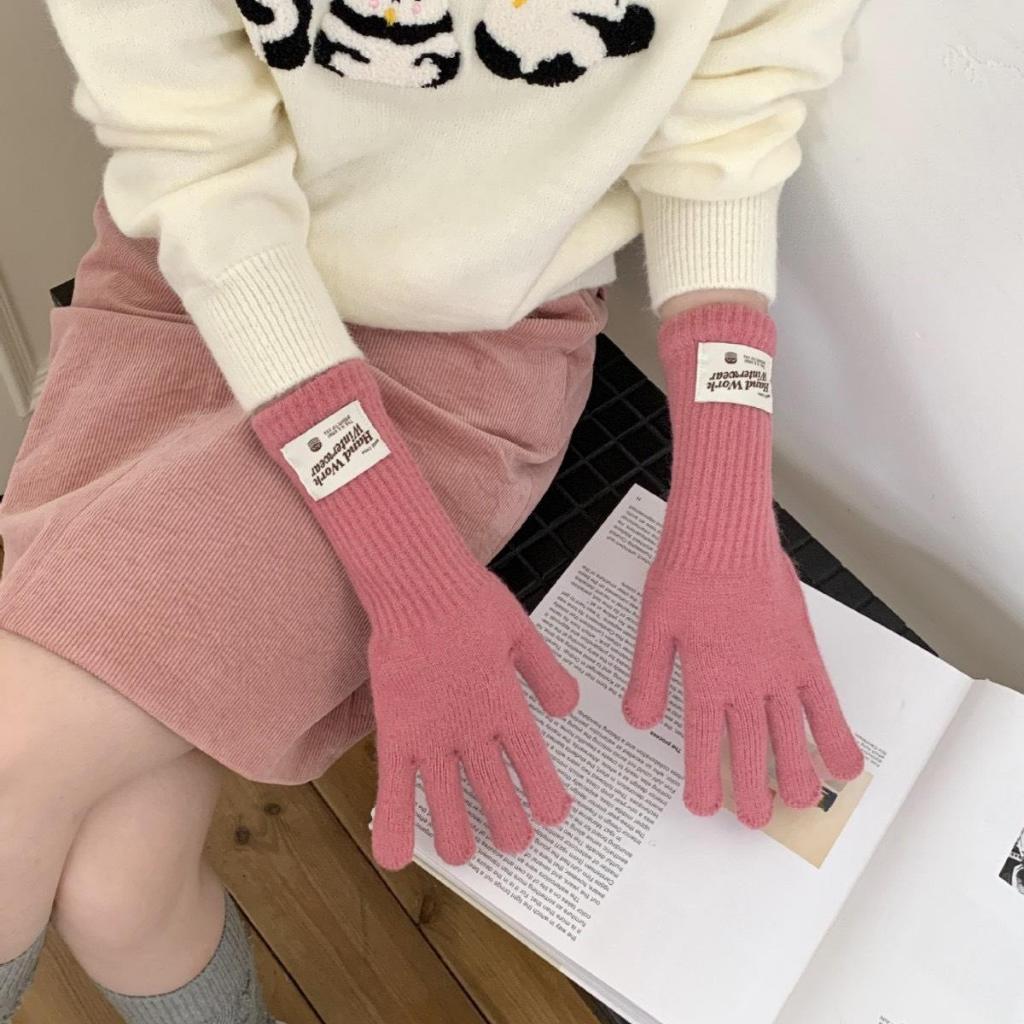 Crazy snow ถุงมือไหมพรมข้อยาว อุ่น กันหนาว ดีไซน์เก๋