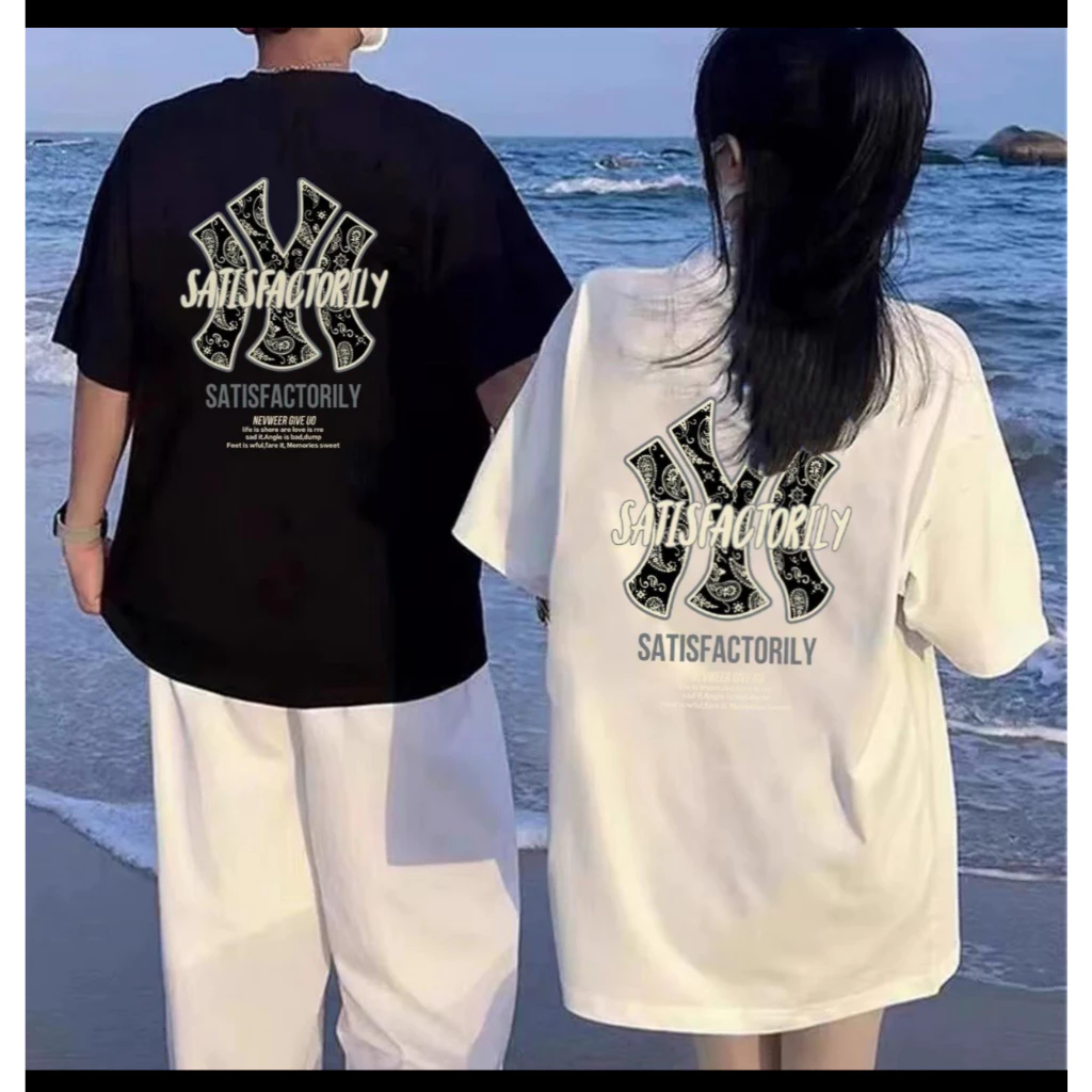 เสื้อยืด เสื้อยืดแขนสั้น Cotton 100% ใส่สบาย เสื้อยืดโอเวอร์ไซส์ พิมพ์ลาย "DIR NY" สวมใส่สบาย สไตล์ถนน
