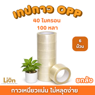(6ม้วน) เทปกาว OPP 40 Micron ยาว 100 หลา กว้าง 2 นิ้ว เทปปิดกล่องยกแพ็ค