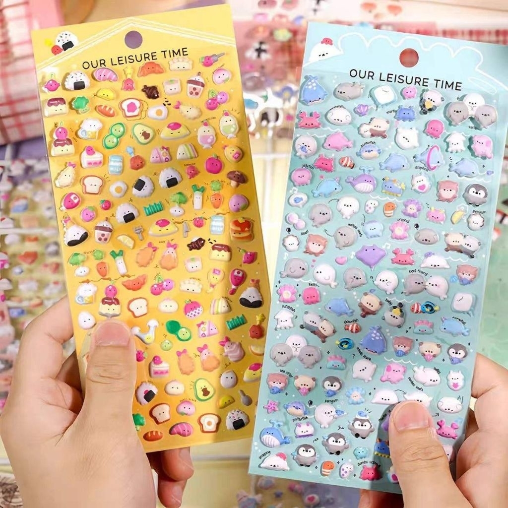 สติกเกอร์ 3D นูนโฟม รุ่นจิ๋ว ติดมือถือ ติดเคส การ์ตูน ซูชิ สัตว์น้ำ สัตว์น่ารัก
