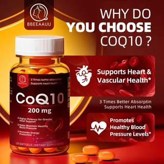CoQ10-200mg 120Capsules, CoQ10-200mg แคปซูล เพิ่มสุขภาพหัวใจ ป้องกันสารต้านอนุมูลอิสระ ส่งเสริมสุขภาพช่องปาก แล