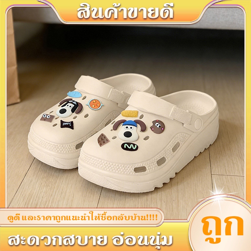 SUNDAY2020 รองเท้าแตะผู้หญิงระบายอากาศได้ดีคู่นี้ โดดเด่นด้วยลายสุนัขน่ารัก จัดส่งจากประเทศไทย ดีไซน์เก๋ไก๋และมีเสน่ห์