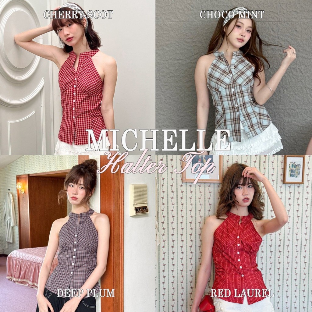 Chopsedress A4675 Michelle Halter Top เสื้อเชิ้ต ทรงเสื้อกล้าม คอจีน