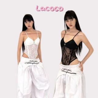 Lacoco🍓คลังสินค้าพร้อม🍓บอดี้สูทสายคล้องคอเซ็กซี่สไตล์เรโทรอเ…
