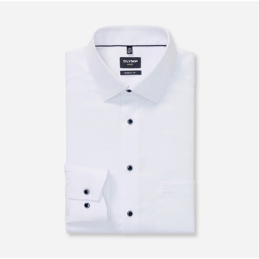 OLYMP LUXOR SHIRT เสื้อเชิ้ตผู้ชายแขนยาว ทรงตรง  Modern Fit สีขาว เสื้อเชิ้ตทำงาน เสื้อเชิ้ตแขนยาว SPRI26