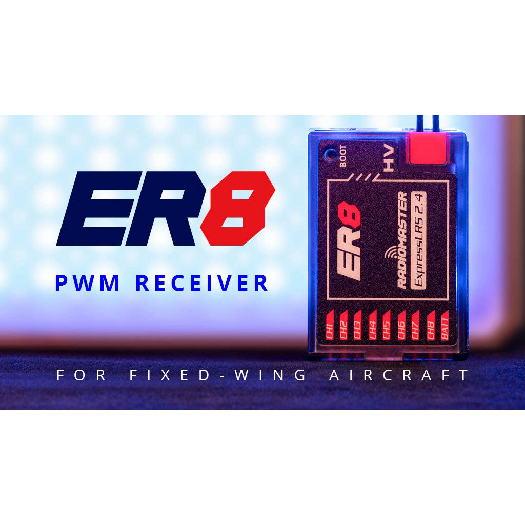 🇹🇭Radiomaster ER8 2.4GHz ELRS PWM Receiver รีซีฟ ELRS 8ช่อง สำหรับเครื่องบิน โดรน หุ่นยนต์ และอื่นๆที่จะใช้
