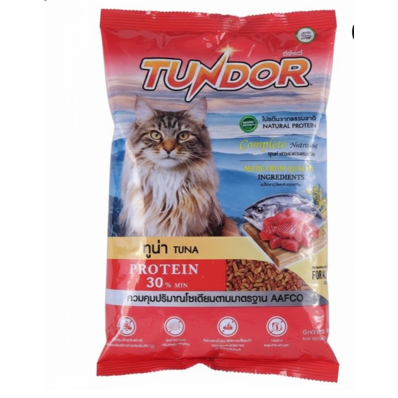 Tundor อาหารแมว 1 kg. รสทูน่า (สูตรลดความเค็ม) มีOmega 3&6 + Taurine เพื่อบำรุงผิวหนังและสายตา Salt Control ป้องกันโรคไต