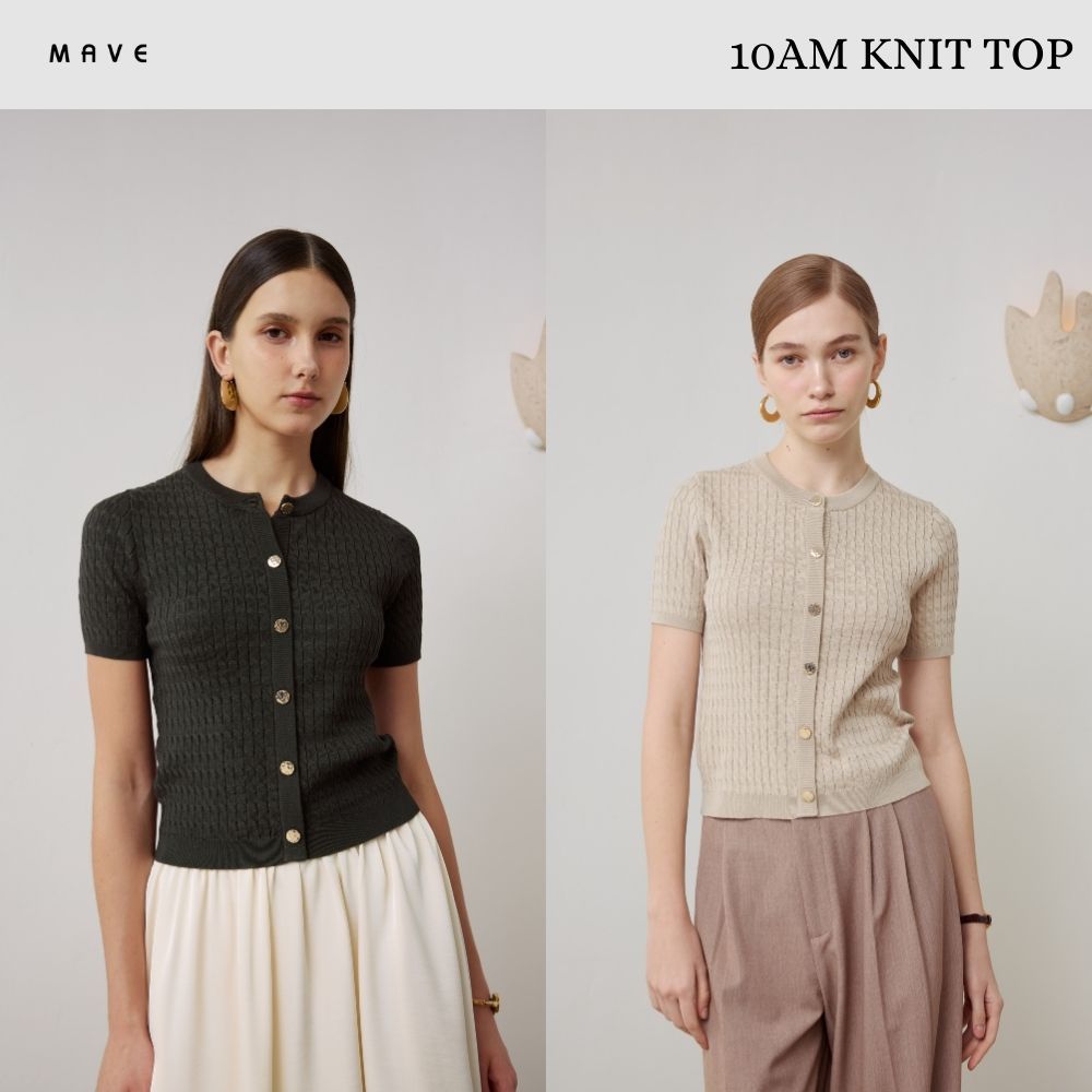 MAVE เสื้อรุ่น 10AM knit top สี BASIL,TAUPE