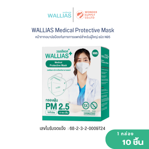 MaskN95 Wallias / Durgesh หน้ากากอนามัย หน้ากากป้องกันทางการแพทย์N95 กรองฝุ่น PM2.5 หน้ากากอนามัยแบบเด็กและผู้ใหญ่