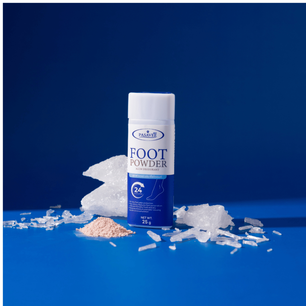 แป้งสารส้มระงับกลิ่นเท้าพัสวี 25g PASAVEE FOOT ALUM DEODORANT POWDER