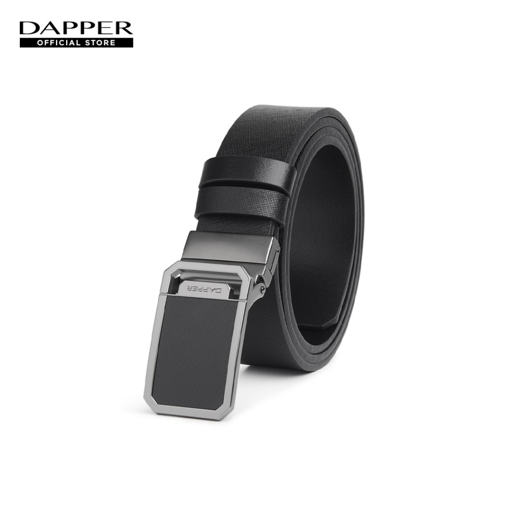 DAPPER เข็มขัดหนัง Saffiano Reversible Belt ใส่ได้ 2 ด้าน สีดำ (BBC/BK/1296PG)