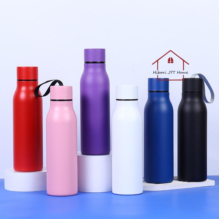ขวดน้ำ 500ML. มีหูหิ้ว แบบพกพา ออกกำลังกาย กระบอกน้ำสแตนเลสเก็บอุณหภูมิ ความร้อน ความเย็น
