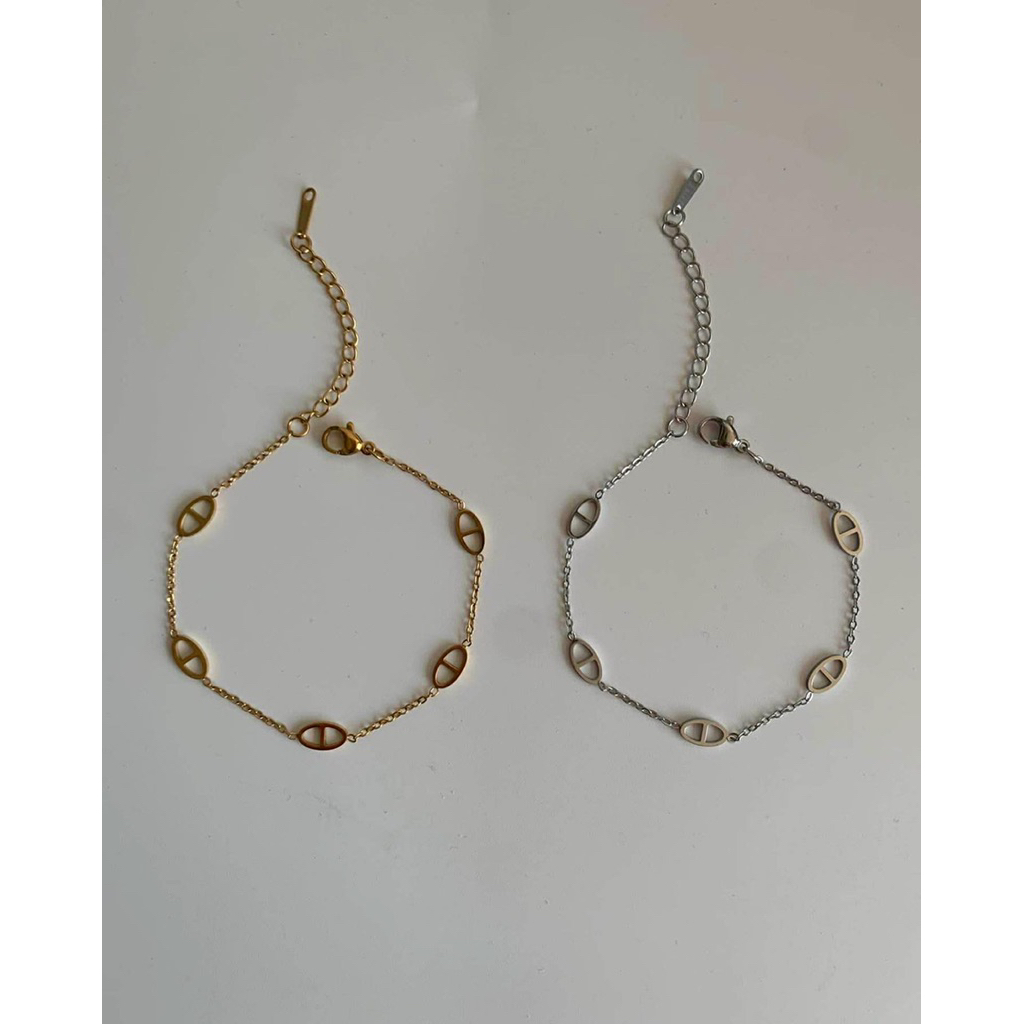 ข้อมือสเตนเลส กันน้ำกันเหงื่อ ไม่ลอกไม่ดำ HER OBJECTIVE_HER PIG NOSE BRACELET