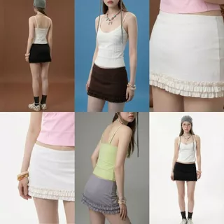 Breeny Double Ruffle Skirt | กระโปรงกางเกงเอวต่ำ แต่งรัฟเฟิล 2 ชั้น กระโปรงมีซับใน ColiCotton| MURF.BKK |Mini Skirt B185