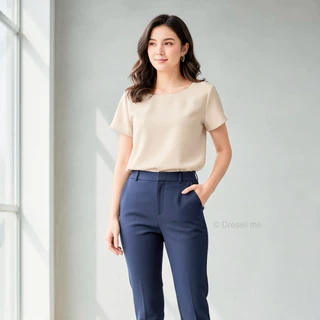 Dressii me - Chic Collection U Top - เสื้อครอปคอกลม ทรงตรงใส่สบาย ดีไซน์เรียบๆ ไม่ตกเทรนด์