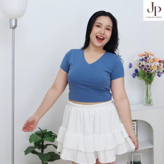 ส่งทันที!🛵เสื้อยืดคอวี เสื้อครอปสาวอวบ ไซส์สาวอวบ อก 34-46 นิ้ว ผ้ายูนิโคล พร้อมส่ง #576