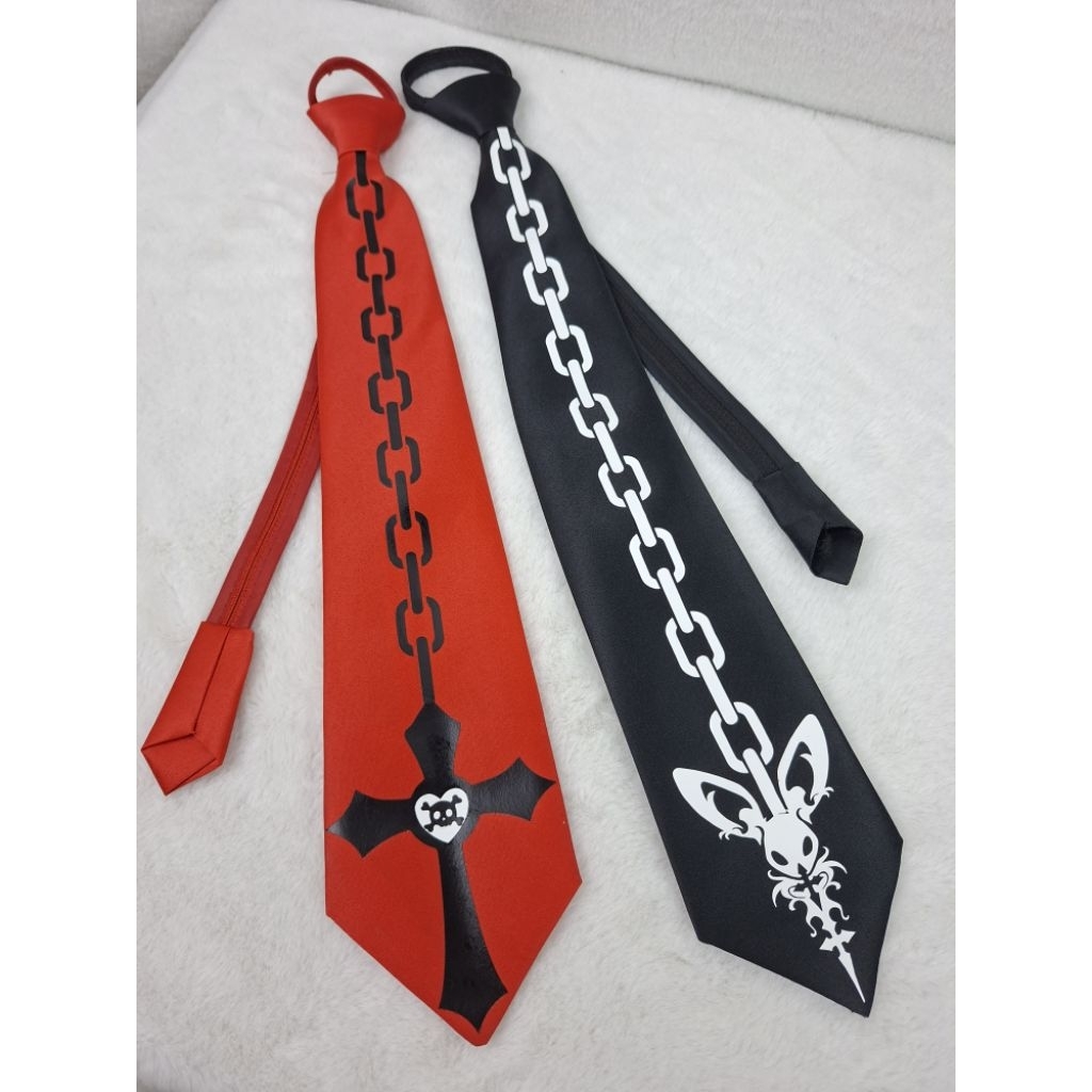 พร้อมส่ง.เนคไทผูกสำเร็จสกรีนลาย handmade