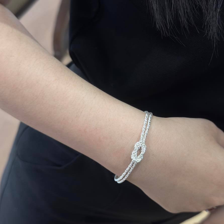 สร้อยข้อมือลายพิรอด ตัวสร้อยลายเชือก เงินแท้ 92.5% Silver 925