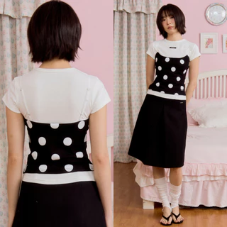 Bemingtop1128(S-XL)-Dolly Dot Top – สายเดี่ยวลายจุดคลาสสิก เพิ่มความขี้เล่นให้ทุกวันดูพิเศษ