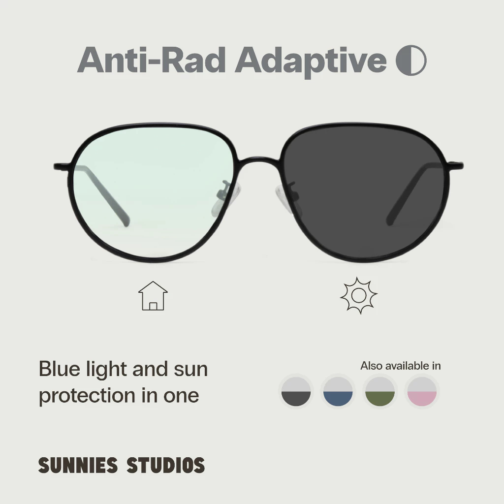 Sunnies Studios Anti-Rad Adaptive Eyewear Monty (แว่นตากรองแสงสีฟ้าและเลนส์ปรับแสงอัตโนมัติ แบบไม่มี