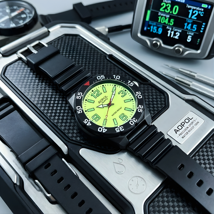 AOPOL#1729 นาฬิกาข้อมือสายยางเรซิ่น ดีไซน์เลขขีด พร้อมส่ง