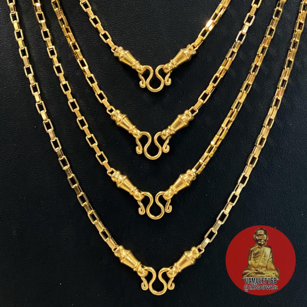 ยูสร้อยพระ สร้อยสแตนเลสทองเลเซอร์ 22k ลาย BOX อิตาลี่ 1:1 แต่งหัวจรวด ขนาด 3.0 มิล สแตนเลสแท้ ไม่ลอกไม่ดำ