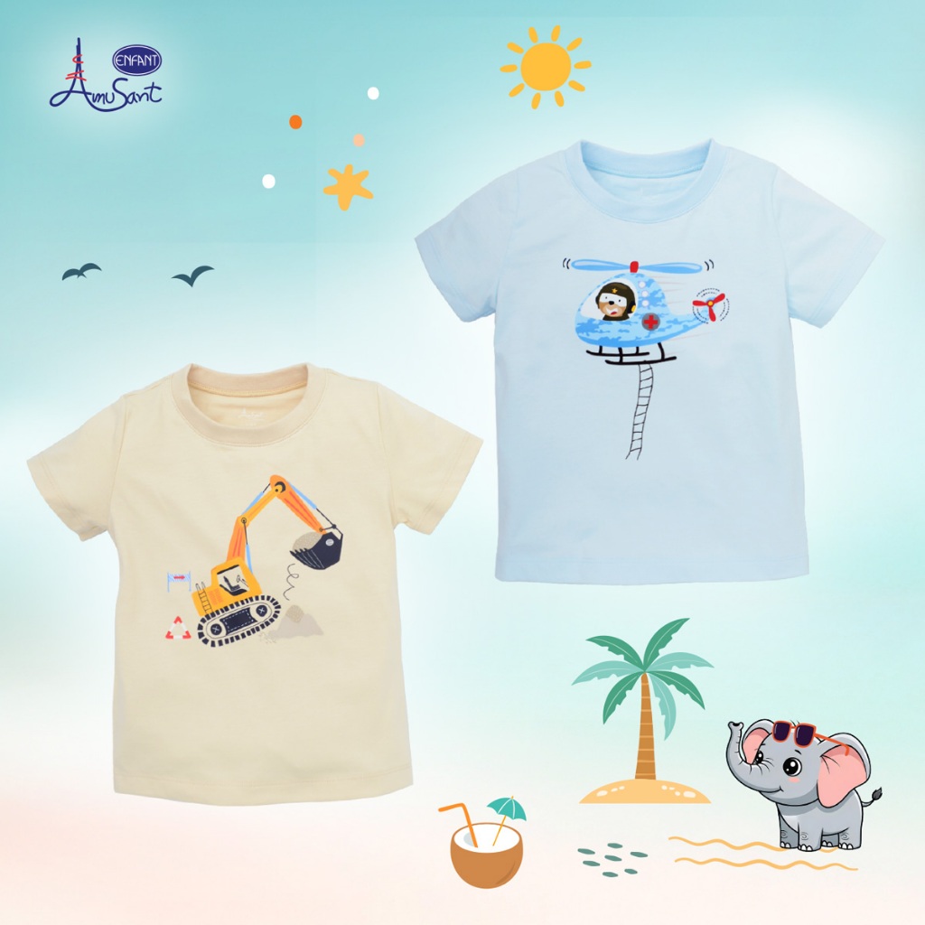 Amusant เสื้อยืดแขนสั้นลายน้องหมูเด้ง EH2K53,EH2N34