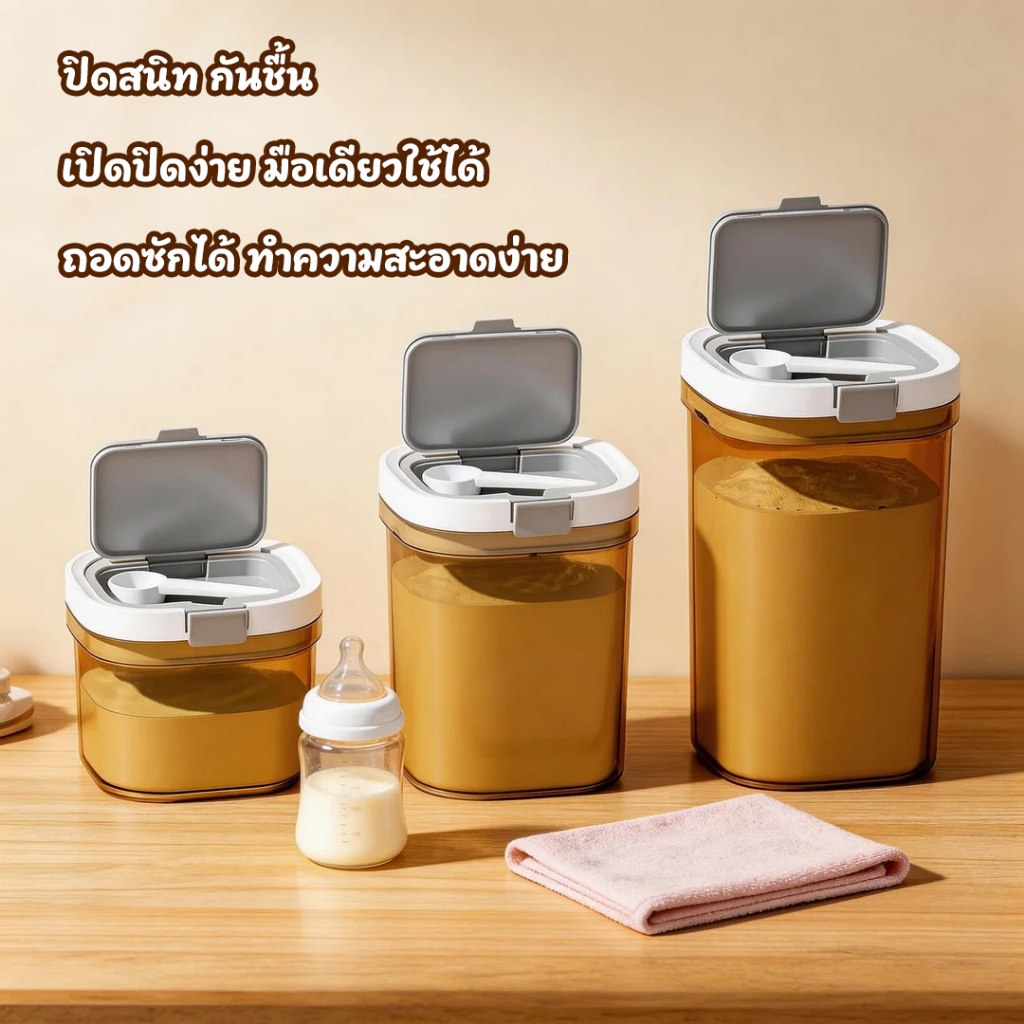 กระปุกเก็บนมผง ป้องกันรังสียูวี ปลอด BPA ใช้งานซ้ำได้ กล่องเก็บอาหาร กระปุกใส่นมผง กล่องสูญญากาศ กล่องอเนกประสงค์