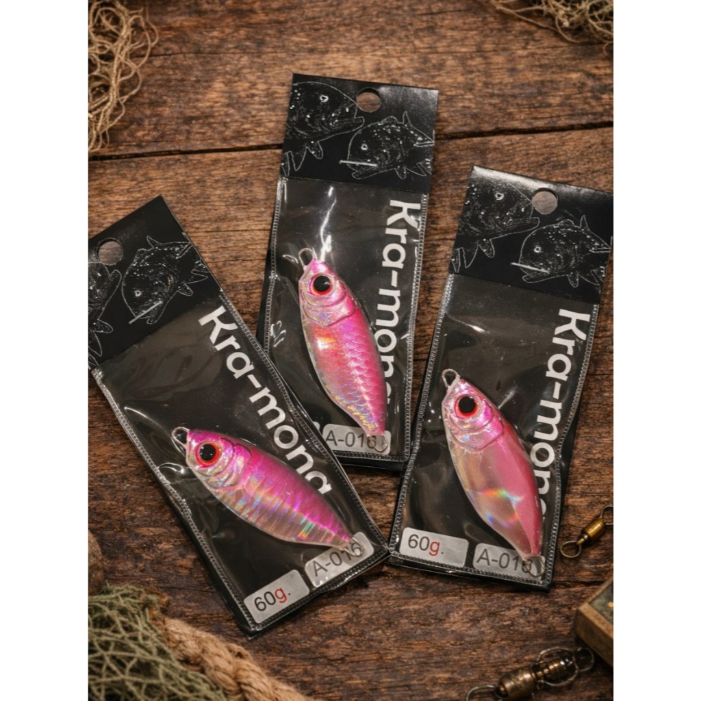A-016 เหยื่อจิ๊กสีชมพู Pink Hologram Jig 50g-110g งานทะเล