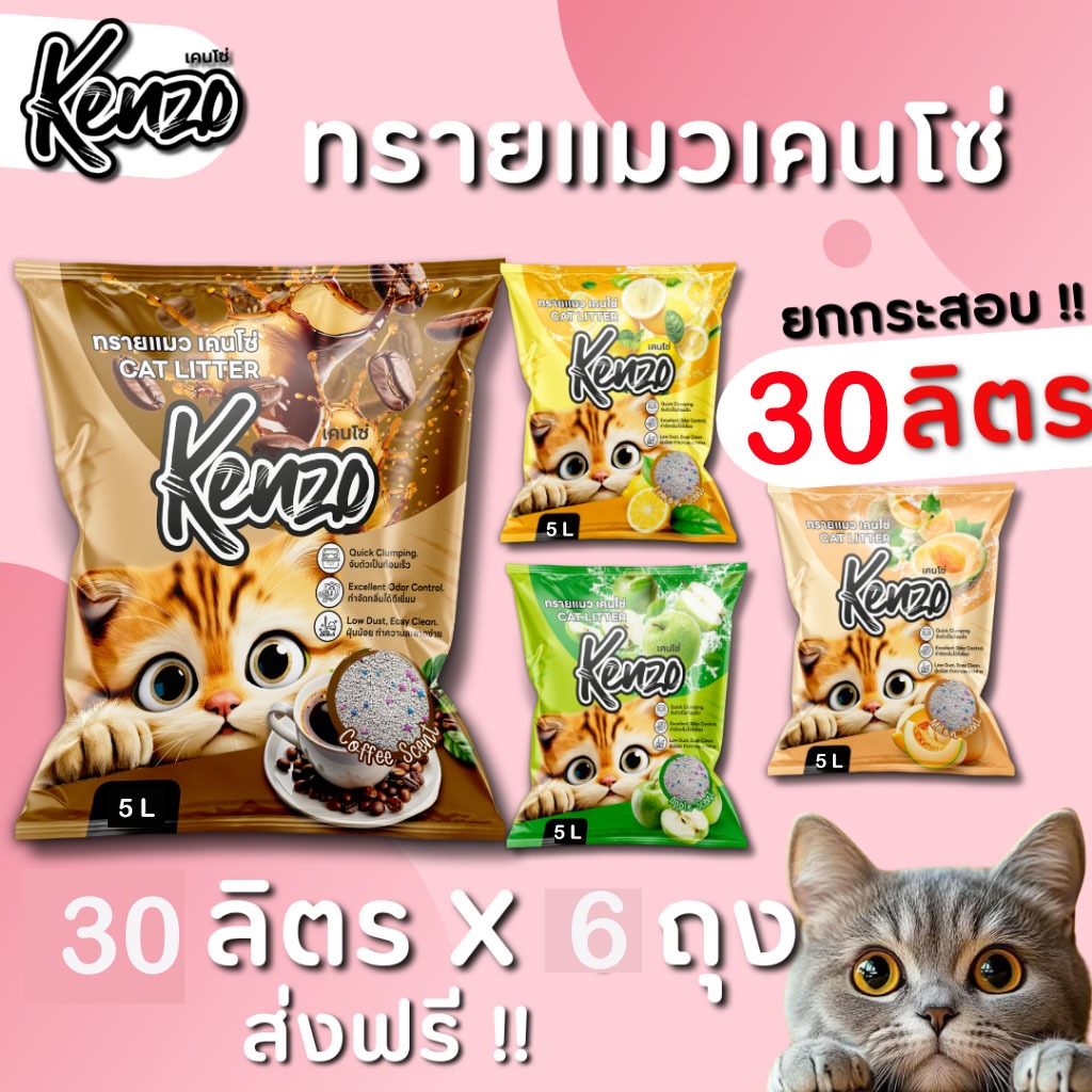 ทรายแมว Kenzo 5 ลิตร x 6ถุง