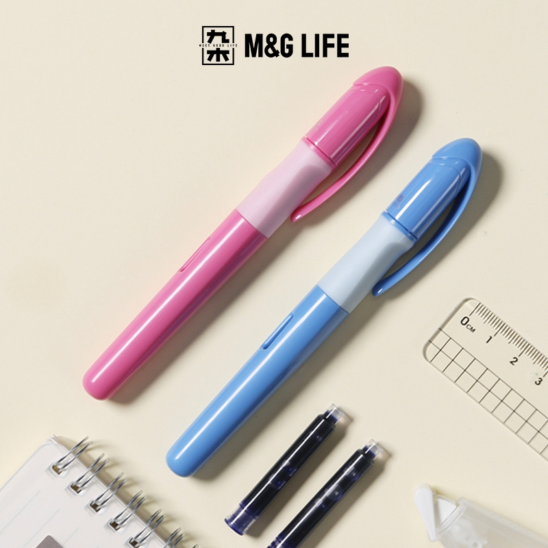 M&G LIFE Erasable Pure Blue Ink Fountain Pen ปากกาหมึกซึมแบบลบได้ พร้อมตลับหมึกเปลี่ยนได้ หมึกสีน้ำเงินบริสุทธิ์