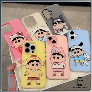 เคสโทรศัพท์แบบ 2 in 1 ซิลิโคนใส เคสเยลลี่ เคสไอโฟน 13 ชุดของชินจัง for iPhone 16 15 14 13 12 11 Pro Max X XR XS