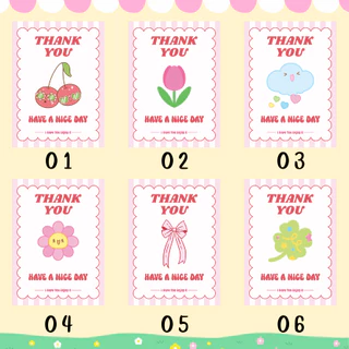 🔥สติกเกอร์กันน้ำ 100%💦 ชุด ขอบคุณ Thank You ลายน่ารัก ขนาด 4.5x4.8 cm ได้ 66 ดวง